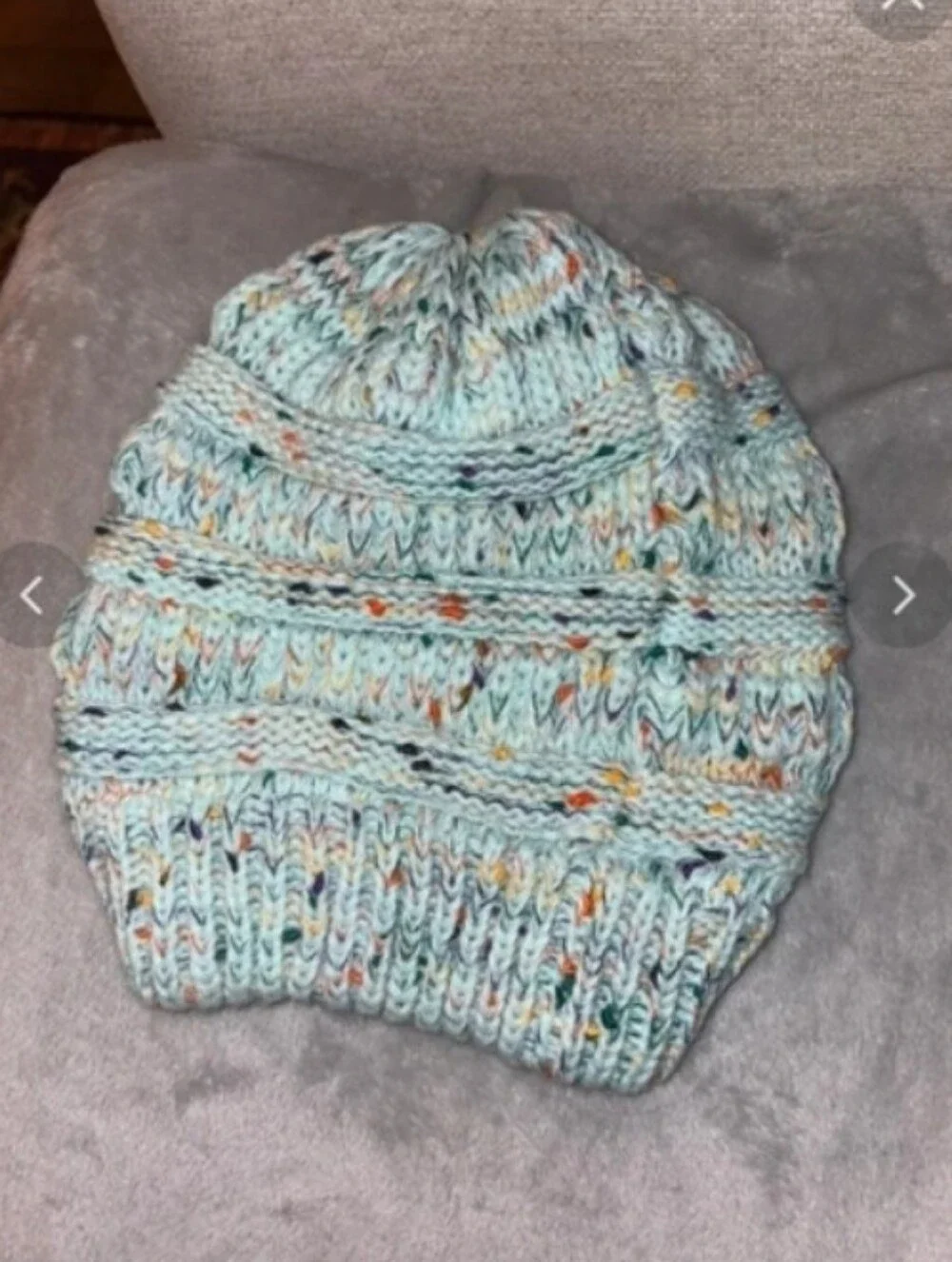 Light Blue And Grey Speckled Knit Beanie 2